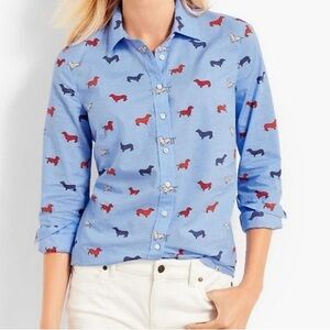 Talbots Blue Button-Down Dog Print Shirt – Size M
